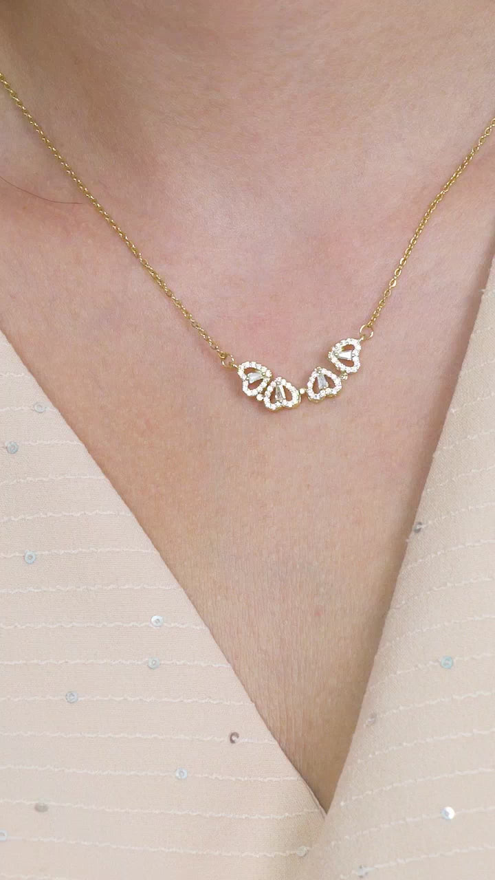 Taki | Damen Edelstahl-Halskette mit Kleeblatt und Herz mit 2 flexiblen Designs